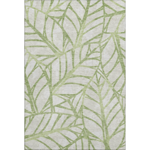 HomeRoots 8' X 10' Artichoke Green & Beige Floral Area Rug - Washable, UV Protected, Durable for High Traffic Areas 662469