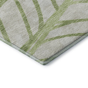 HomeRoots 9' X 12' Artichoke Green Floral Area Rug – Washable, UV Protected, Stain Resistant for Busy Homes 662470