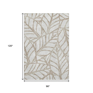 HomeRoots 8' X 10' Beige And Brown Floral Washable Area Rug - UV Protected, Stain Resistant, Durable Design! 662475