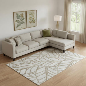 HomeRoots 8' X 10' Beige And Brown Floral Washable Area Rug - UV Protected, Stain Resistant, Durable Design! 662475