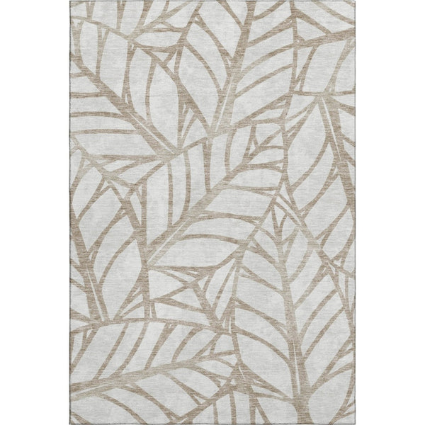 HomeRoots 8' X 10' Beige And Brown Floral Washable Area Rug - UV Protected, Stain Resistant, Durable Design! 662475