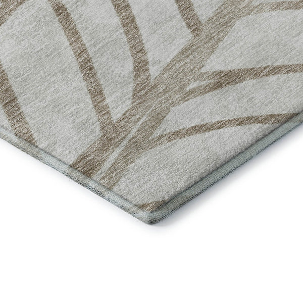 HomeRoots 8' X 10' Beige And Brown Floral Washable Area Rug - UV Protected, Stain Resistant, Durable Design! 662475