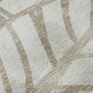 HomeRoots 8' X 10' Beige And Brown Floral Washable Area Rug - UV Protected, Stain Resistant, Durable Design! 662475
