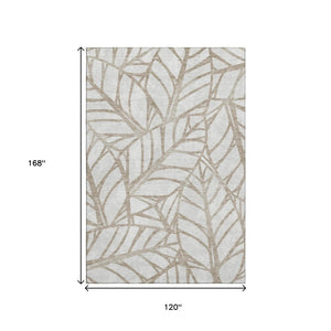 HomeRoots 10' Beige & Brown Floral Area Rug – Washable, UV Protected, Stain Resistant for Busy Homes & Families 662477