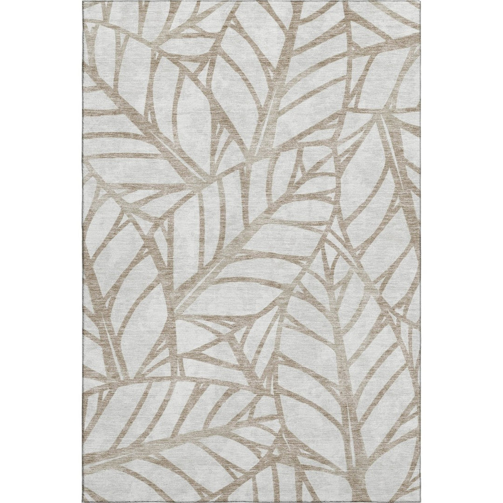 HomeRoots 10' Beige & Brown Floral Area Rug – Washable, UV Protected, Stain Resistant for Busy Homes & Families 662477