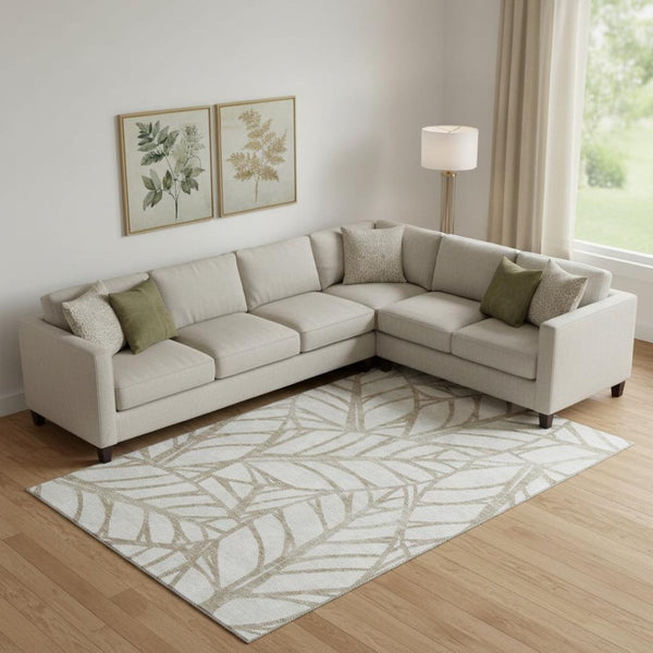 HomeRoots 10' Beige & Brown Floral Area Rug – Washable, UV Protected, Stain Resistant for Busy Homes & Families 662477