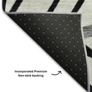 HomeRoots 5' X 8' Black & Beige Floral Area Rug - Washable, UV Protected, Stain Resistant for Easy Care 662479