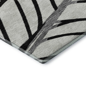 HomeRoots 5' X 8' Black & Beige Floral Area Rug - Washable, UV Protected, Stain Resistant for Easy Care 662479