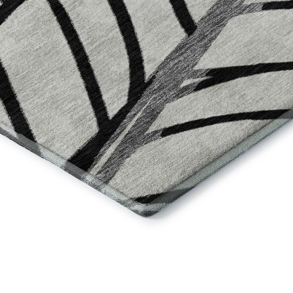 HomeRoots 5' X 8' Black & Beige Floral Area Rug - Washable, UV Protected, Stain Resistant for Easy Care 662479