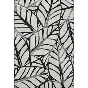HomeRoots 8' X 10' Elegant Black & Beige Floral Washable Area Rug with UV Protection for High-Traffic Spaces 662481