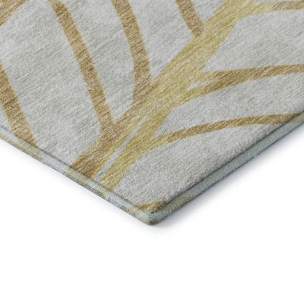 HomeRoots 8' X 10' Elegant Gold & Beige Floral Washable Area Rug - UV Protected, Stain-Resistant Design! 662493
