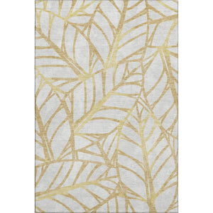 HomeRoots 10' Gold & Beige Floral Washable Area Rug - UV Protected, Stain Resistant, Ideal for Family Spaces 662495