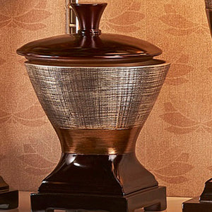 English Elm 10" Polyresin Naomi Jewelry Box Espresso - Egyptian Motif, Modern Top Handle, Hex Pedestal Base B072116371