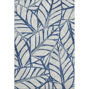 HomeRoots 5' X 8' Navy Blue & Beige Floral Area Rug - Washable, Durable, UV-Protected for Busy Homes! 662503