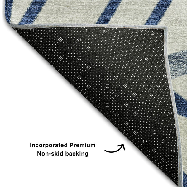 HomeRoots 5' X 8' Navy Blue & Beige Floral Area Rug - Washable, Durable, UV-Protected for Busy Homes! 662503