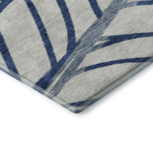 HomeRoots 5' X 8' Navy Blue & Beige Floral Area Rug - Washable, Durable, UV-Protected for Busy Homes! 662503