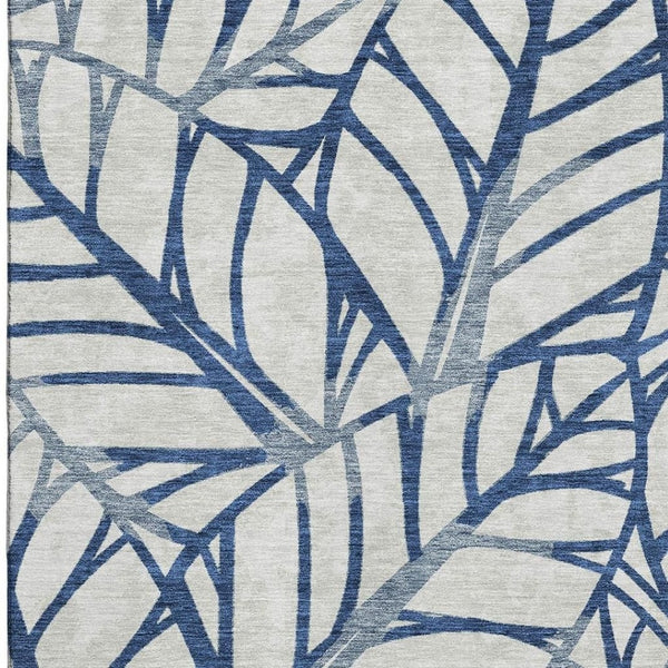 HomeRoots 5' X 8' Navy Blue & Beige Floral Area Rug - Washable, Durable, UV-Protected for Busy Homes! 662503