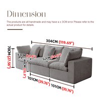English Elm Modular Sectional Sofa - Space-Saving Light Gray Sleeper Couch With Comfy Sherpa Fabric Design W3622S00008