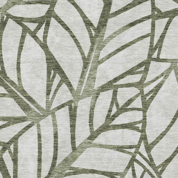 HomeRoots 5' X 8' Olive Green & Beige Floral Area Rug - Washable, UV Protected, Perfect for Kids & Pets! 662509