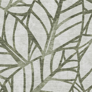 HomeRoots 8' X 10' Washable Olive Green & Beige Floral Area Rug with UV Protection for Busy Homes & Pets 662511