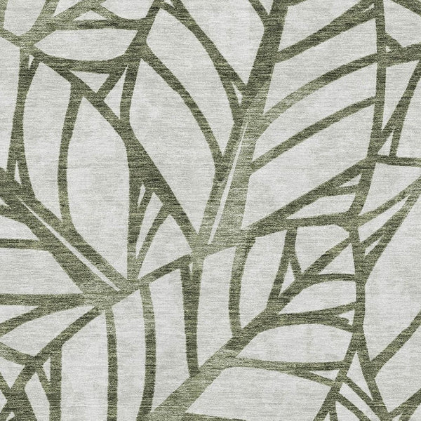 HomeRoots 8' X 10' Washable Olive Green & Beige Floral Area Rug with UV Protection for Busy Homes & Pets 662511