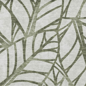 HomeRoots 9' X 12' Olive Green Floral Area Rug - Washable, Stain Resistant, UV Protection for Busy Homes 662512