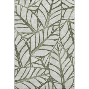 HomeRoots 10' X 14' Washable Olive Green & Beige Floral Area Rug with UV Protection for Homes with Kids & Pets 662513