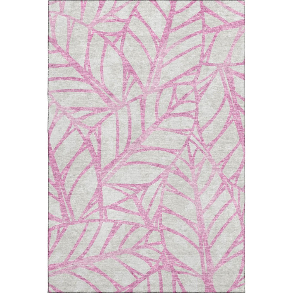 HomeRoots 5' X 8' Pink And Beige Floral Area Rug - Durable, Washable, UV-Protected for Your Family Spaces 662521