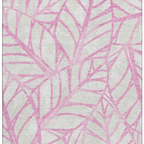 HomeRoots 5' X 8' Pink And Beige Floral Area Rug - Durable, Washable, UV-Protected for Your Family Spaces 662521
