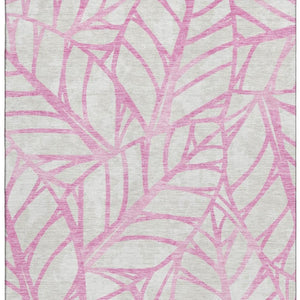 HomeRoots 8' X 10' Pink And Beige Floral Area Rug - Washable, UV Protected, Stain Resistant for High Traffic Areas 662523