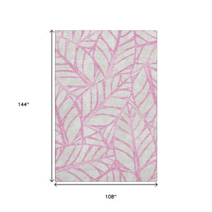 HomeRoots 9' X 12' Elegant Pink & Beige Floral Area Rug - Washable, UV Protected, Perfect for Homes with Kids & Pets 662524