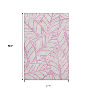 HomeRoots 10' Pink and Beige Floral Area Rug – Washable, UV-Protected, Durable Design for Stylish Living Spaces 662525