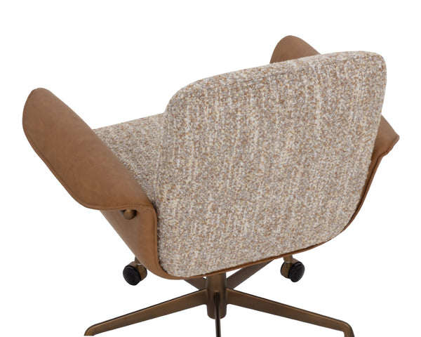 Sunpan LOMAX Office Chair - Stylish Dusty Greige & Cognac Faux Leather, Ergonomic & Durable Design 112386