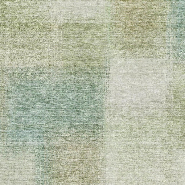HomeRoots 5' X 8' Abstract Area Rug in Artichoke Green, Teal Blue & Beige - Washable, UV Protected, Durable Design 662533