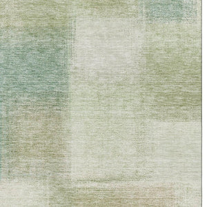 HomeRoots 8' X 10' Abstract Area Rug in Artichoke Green, Teal, and Beige - Washable, UV Protected & Stylish! 662535