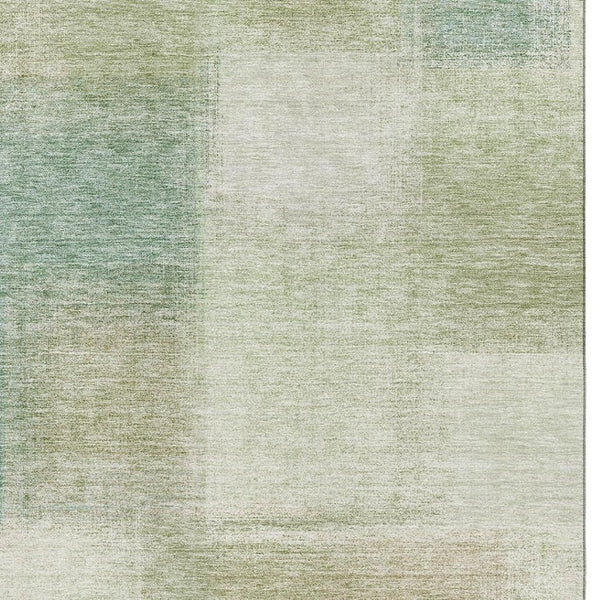 HomeRoots 8' X 10' Abstract Area Rug in Artichoke Green, Teal, and Beige - Washable, UV Protected & Stylish! 662535