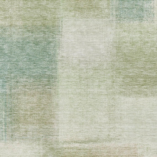 HomeRoots 9' X 12' Abstract Area Rug in Artichoke Green, Teal Blue & Beige - Washable, UV Protected & Durable 662536