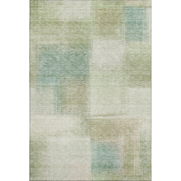 HomeRoots 10' Modern Abstract Area Rug in Artichoke Green, Teal Blue & Beige - Washable, Durable & UV Protected 662537