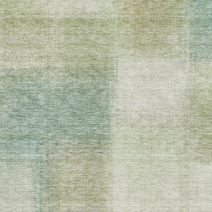 HomeRoots 10' Modern Abstract Area Rug in Artichoke Green, Teal Blue & Beige - Washable, Durable & UV Protected 662537