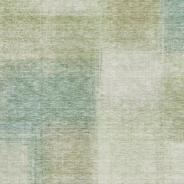 HomeRoots 10' Modern Abstract Area Rug in Artichoke Green, Teal Blue & Beige - Washable, Durable & UV Protected 662537
