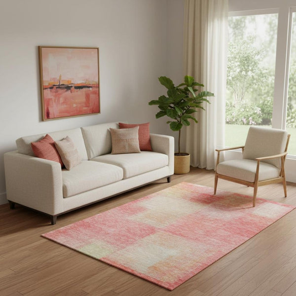HomeRoots 5' X 8' Blush Ivory Copper Abstract Area Rug - Durable, Washable, UV Protected for Modern Homes 662545