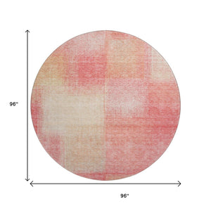 HomeRoots 8' Blush Ivory Copper Abstract Round Rug - Stylish, Stain-Resistant, UV Protected for Modern Homes! 662546
