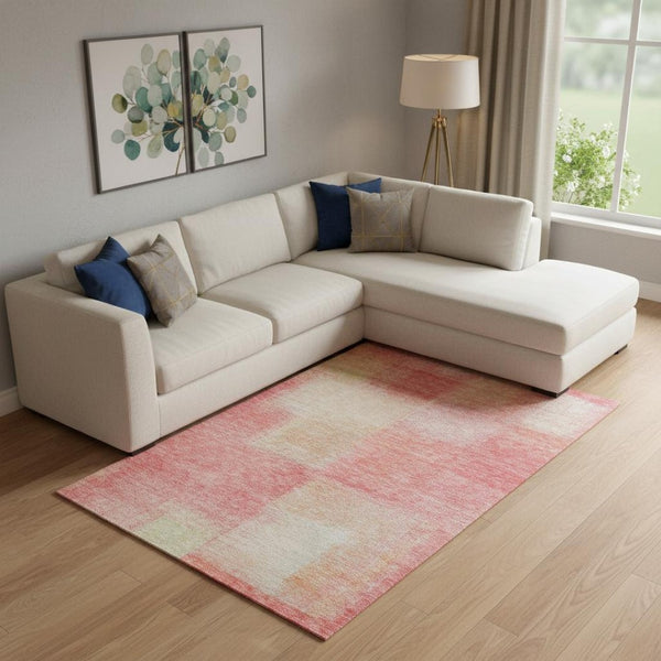 HomeRoots 9' X 12' Blush Ivory Copper Area Rug - Modern Abstract, Washable, UV Resistant for High-Traffic Spaces 662548