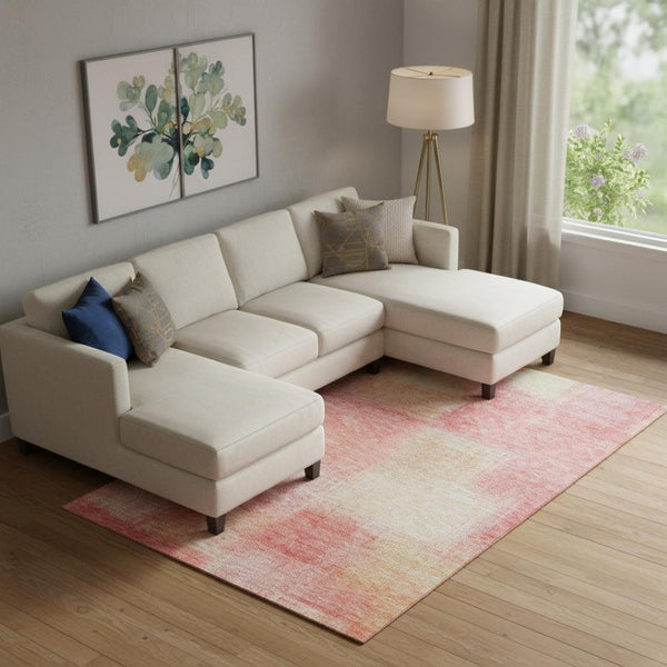 HomeRoots 10' X 14' Blush Ivory Copper Area Rug - Washable, UV-Protected, Stain-Resistant for Busy Homes 662549