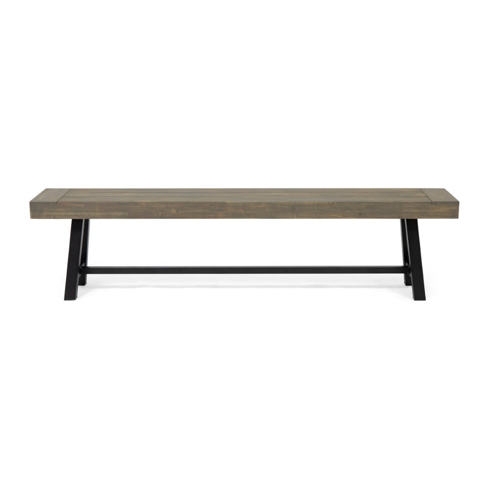 English Elm Carlisle Solid Acacia Wood Dining Bench with Slatted Seat and A-frame Legs 66255.00GRY