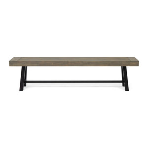 English Elm Carlisle Solid Acacia Wood Dining Bench with Slatted Seat and A-frame Legs 66255.00GRY