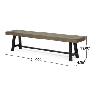 English Elm Carlisle Solid Acacia Wood Dining Bench with Slatted Seat and A-frame Legs 66255.00GRY