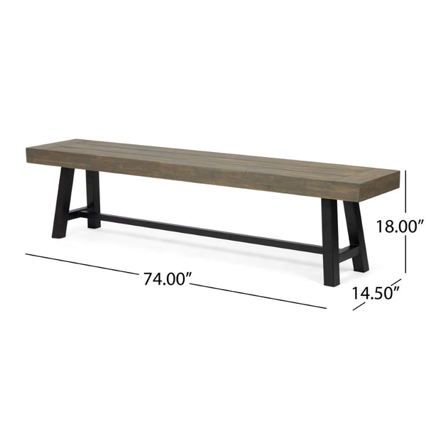 English Elm Carlisle Solid Acacia Wood Dining Bench with Slatted Seat and A-frame Legs 66255.00GRY