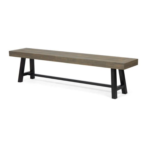 English Elm Carlisle Solid Acacia Wood Dining Bench with Slatted Seat and A-frame Legs 66255.00GRY