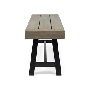 English Elm Carlisle Solid Acacia Wood Dining Bench with Slatted Seat and A-frame Legs 66255.00GRY